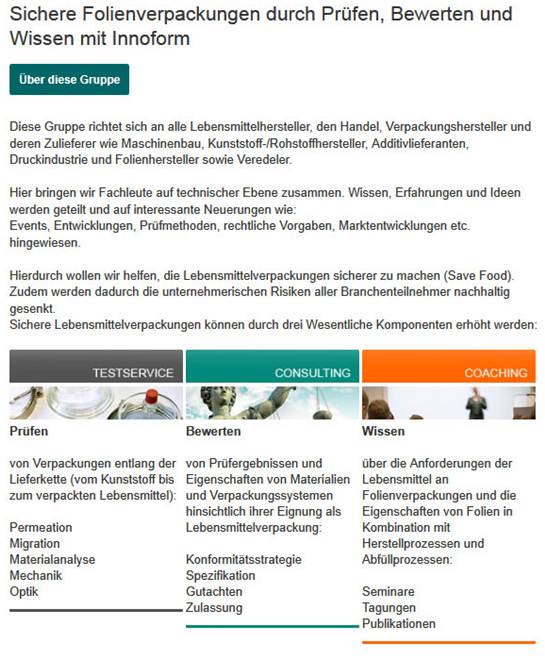 Innoform auf Xing: Was erwartet Sie in der XING-Gruppe rund um “Sichere Folienverpackungen”?