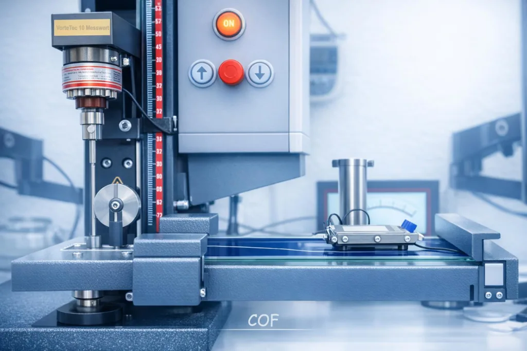 COF-Messung mit Universal Prüfmaschine für Haftreibung und Gleitreibung